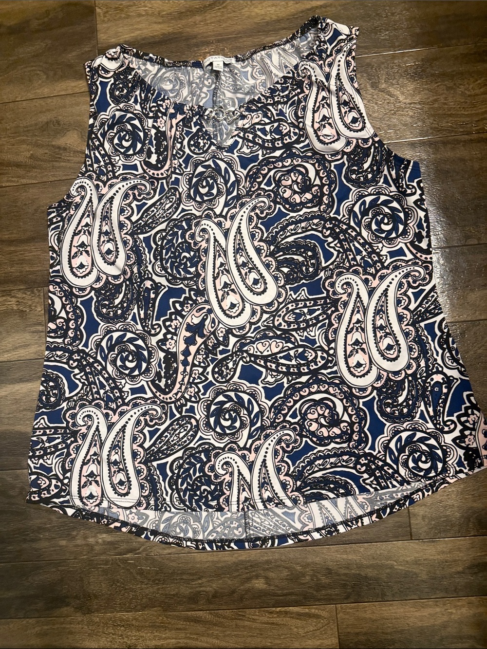 Notations Navy and White Paisley Sleeveless Camisole